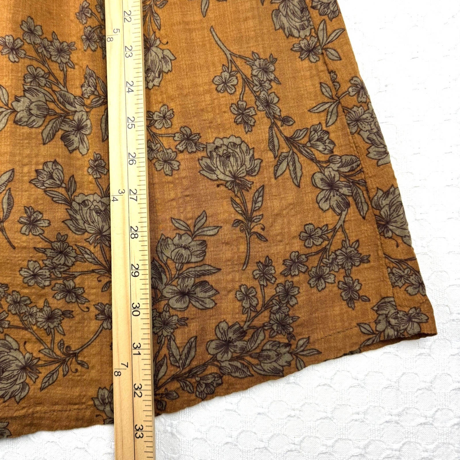 Nwt Soolinen Linen A Line Skirt Floral Boho Womens Brown Cottagecore Pockets — image 7 of 7